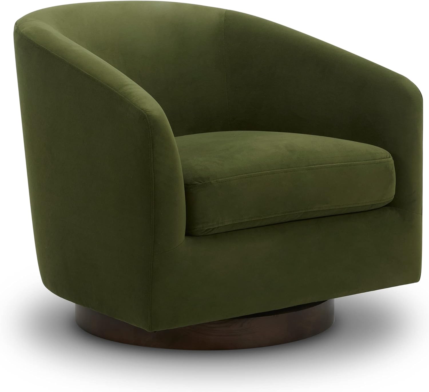 Swivel Accent Chair, FSC Certified Upholstered Velvet Barrel Chair for Living Room, Fully Assembled, Forest Green